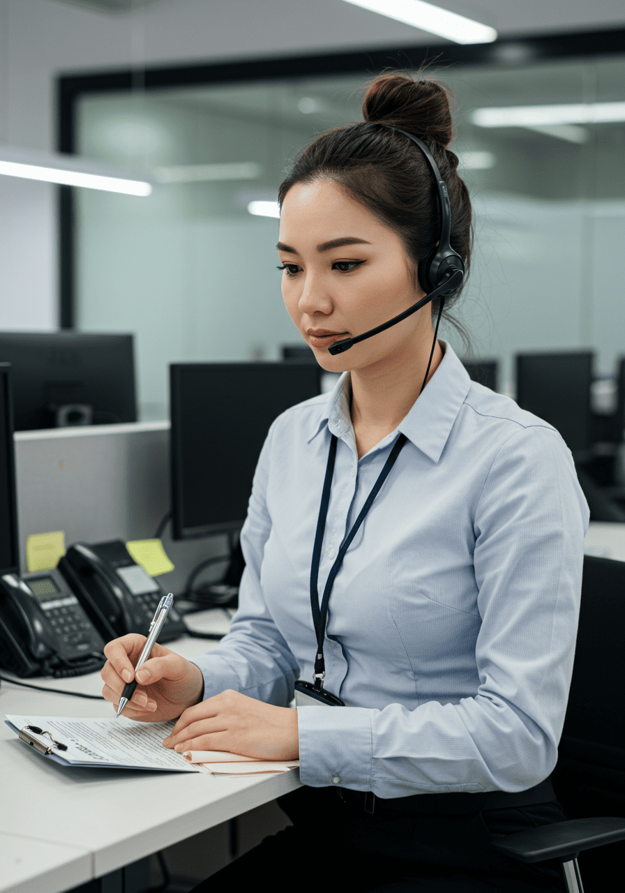 A support agent handling complaints